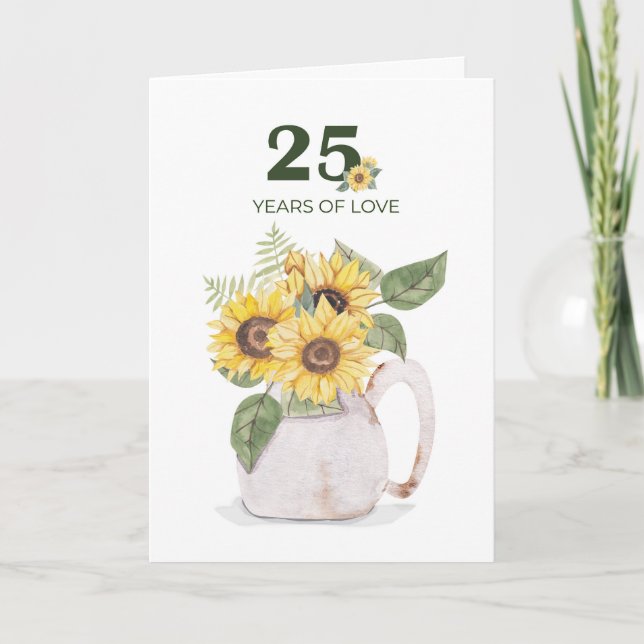 25-årsjubileum Sunflowers Years Love Kort (Framsida)