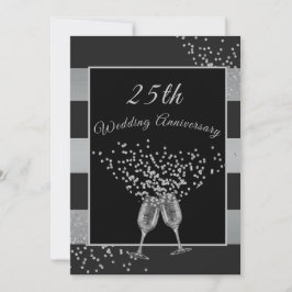 25-årsjubileum svart silver chic elegant inbjudningar