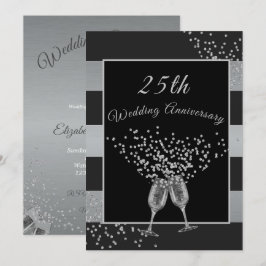 25-årsjubileum svart silver chic elegant inbjudningar