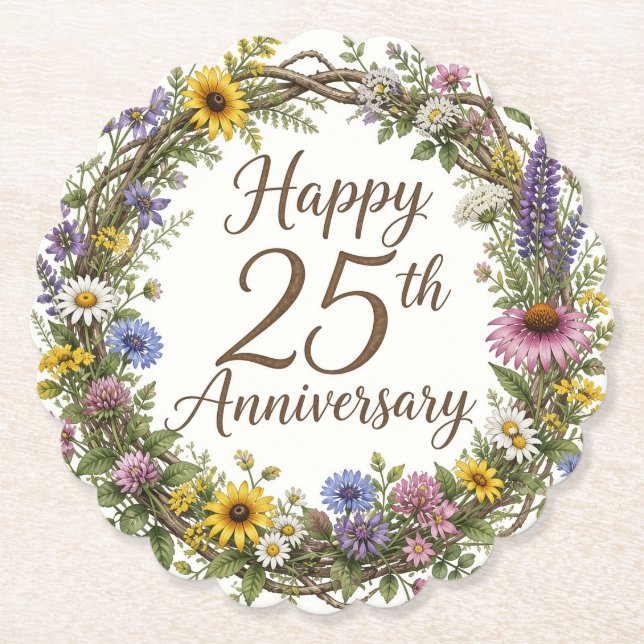 25-årsjubileumsblommor underlägg papper (Framsida)