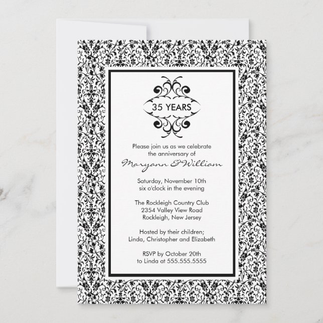 25-årsjubileumsfest Inbjudan Svart & Vitt (Framsida)
