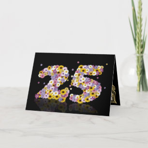 25-årskort med brev i blomsterodling kort