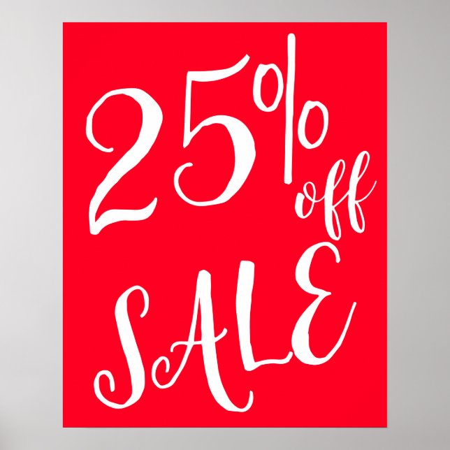 25 % av försäljningsskylten, Red Boutique Sale Sig Poster (Framsidan)