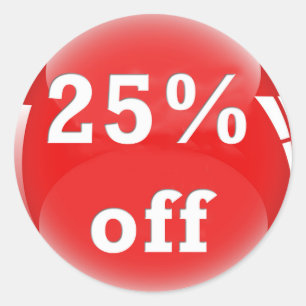 25 % av (Procent) rund glansig etikett