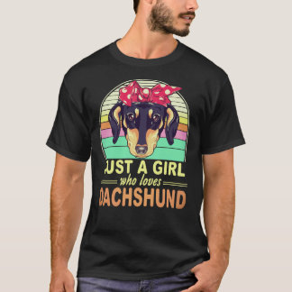 25 Bara en tjej som älskar Dachshund Vintage T Shirt