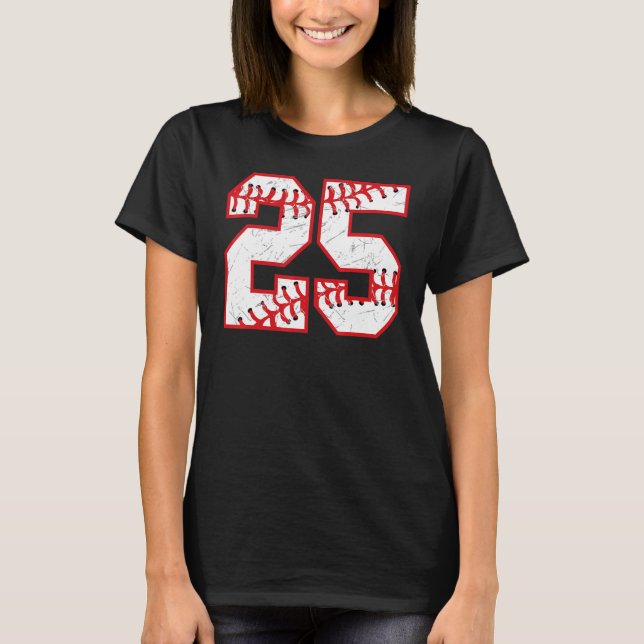 25 Birthday Baseball Theme Bday Party Firande T Shirt (Framsida)