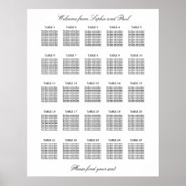 25 Bord Elegant Minimalistisk Placeringsplan Poster