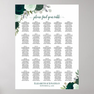 25 Bord Emerald Boho Blommigt Bröllop Sittplatsdia Poster