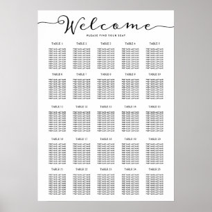 25 Bord-sätesdiagram Hitta ditt välkomstmöte Poster