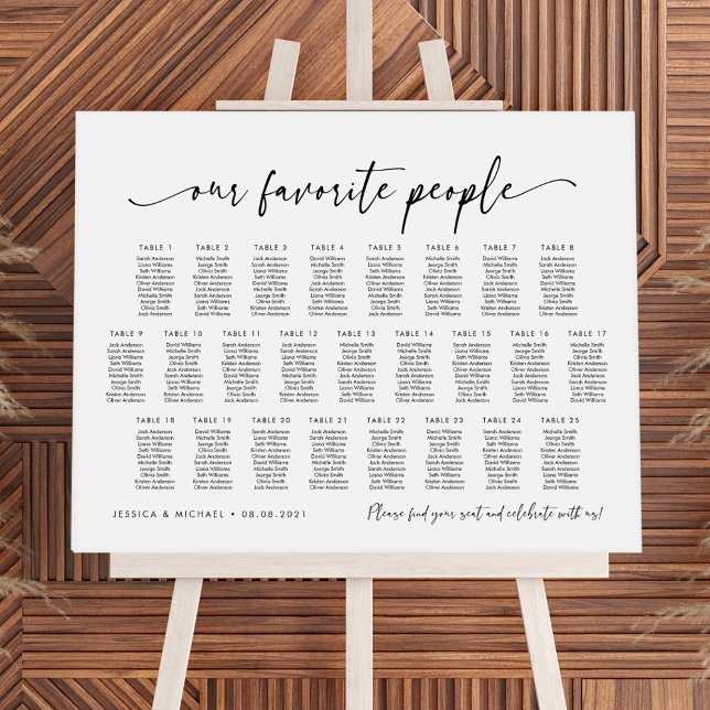 25 Bord Vår Favoritpersoner Bordplan Poster (Skapare uppladdad)