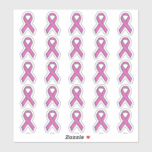 25 Chrome Rosa Print Ribbon Awareness Klistermärken