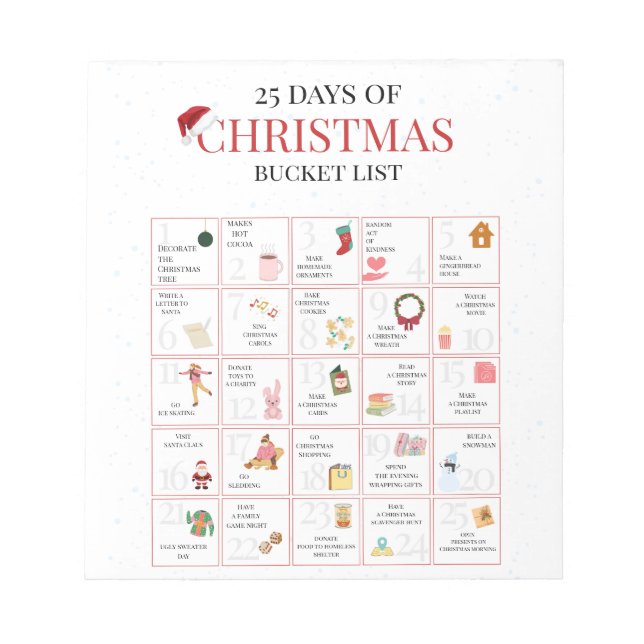 25 Days of Christmas Bucket List Art Anteckningsblock (Framsida)
