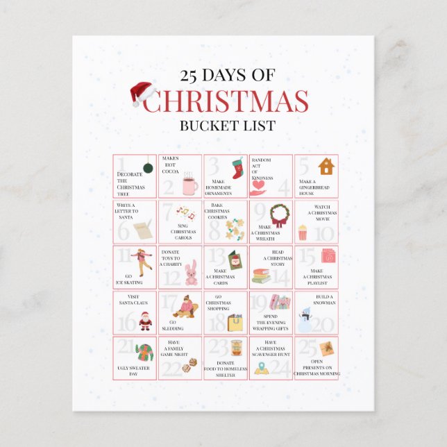 25 Days of Christmas Bucket List Art Flygblad (Framsidan)
