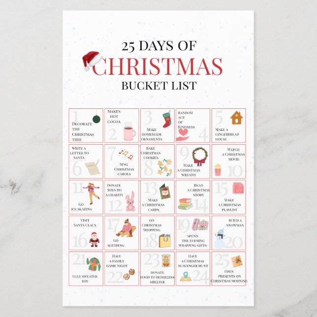 25 Days of Christmas Bucket List Art Flygblad (Framsidan)