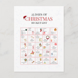 25 Days of Christmas Bucket List Art Helg Vykort