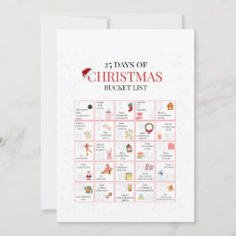 25 Days of Christmas Bucket List Art Inbjudningar