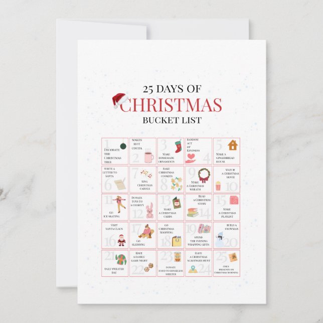 25 Days of Christmas Bucket List Art Inbjudningar (Framsida)