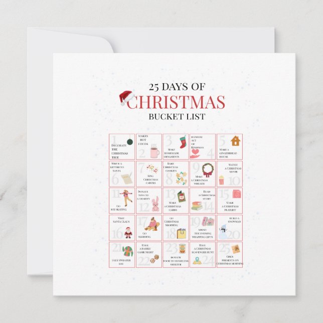25 Days of Christmas Bucket List Art Julkort (Framsida)