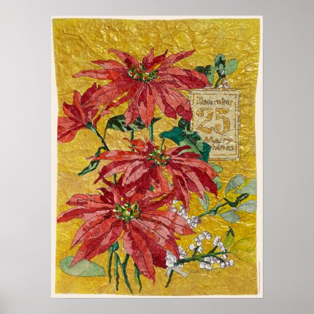 25 december | Golden Poinsettia© Finkonst Poster (Framsidan)