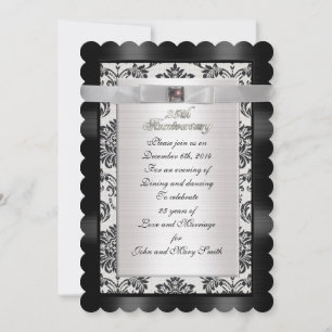 25:e årsdagen av festinbjudan svartvitt inbjudningar