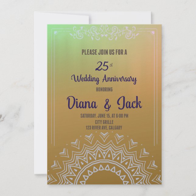 25:e årsdagen av Golden Horizon-skådespelerskan Inbjudningar (Framsida)