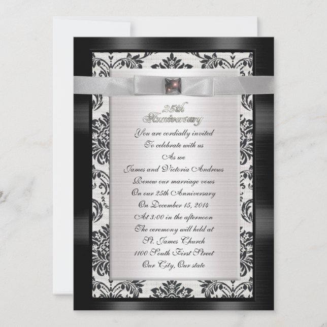 25:e årsdagen av partiinbjudan till stor storlek inbjudningar (Framsida)