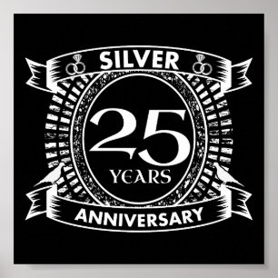 25:e årsdagen för bröllop silver vapensköld poster