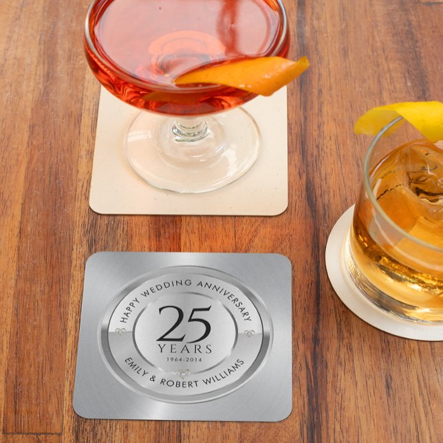 25:e årsdagen för bröllop, svart och silver stenunderlägg (Skapare uppladdad)
