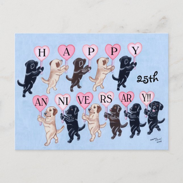 25:e årsdagen för målning av Labrador Retrievers Vykort (Framsida)