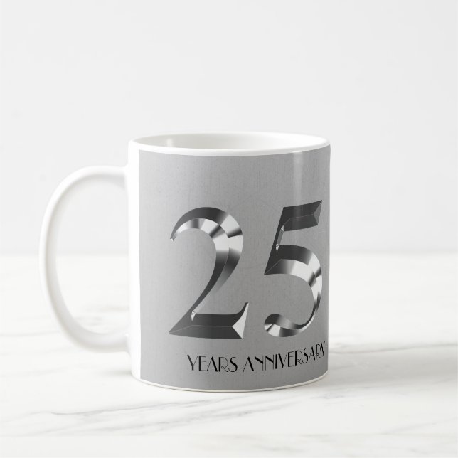25:e årsdagen för Metallic Silver i Bröllop Kaffemugg (Vänster)