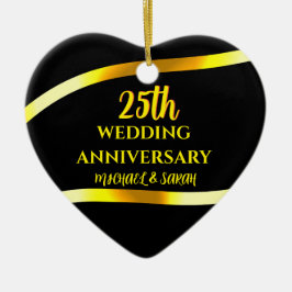 25:e årsdagen för Svarta Guld-Bröllopen Gift Keeps Julgransprydnad Keramik