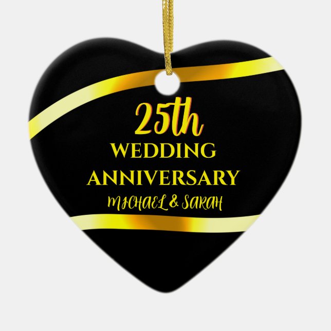 25:e årsdagen för Svarta Guld-Bröllopen Gift Keeps Julgransprydnad Keramik (Framsidan)