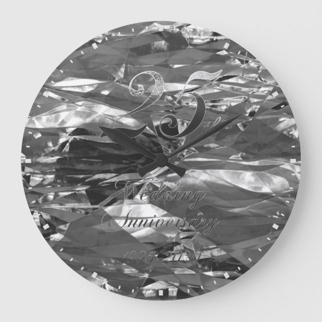 25:e årsdagen Silver Bröllop 1995 2020 Elegant Stor Klocka (Framsida)