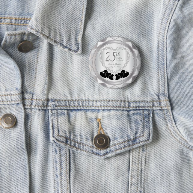 25:e årsdagen Silver Bröllop Knapp (In Situ)