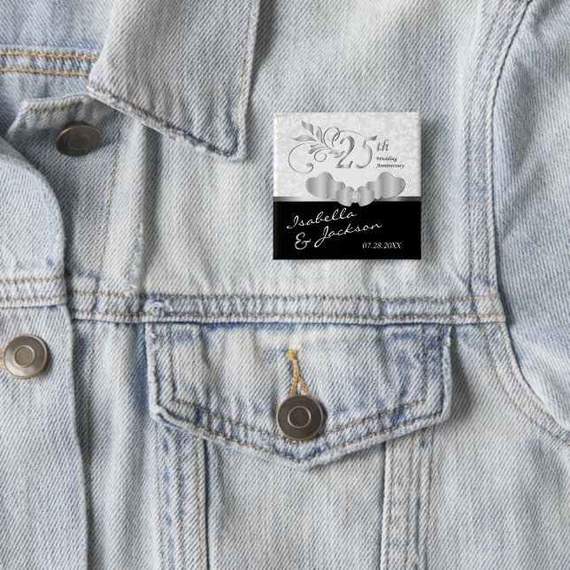 25:e årsdagen Silver Bröllop Knapp (In Situ)
