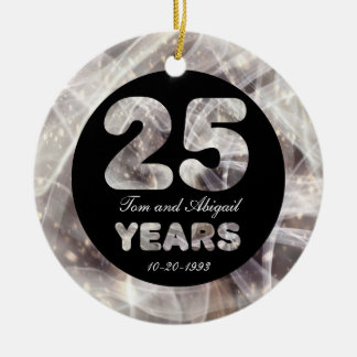 25:e årsdagen Silver Bröllop Party Ljus Julgransprydnad Keramik