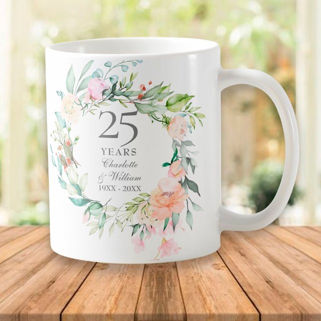 25:e årsdagen Silver Bröllop, Ro Greenery Kaffemugg (Skapare uppladdad)
