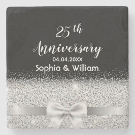 25:e årsdagen silver bröllop, svart monogram stenunderlägg