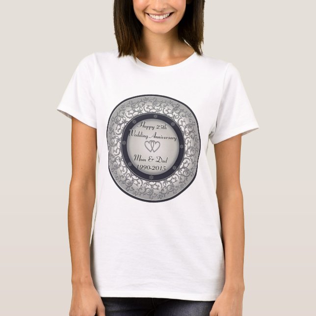 25:e årsdagen Silver Bröllop Tee (Framsida)