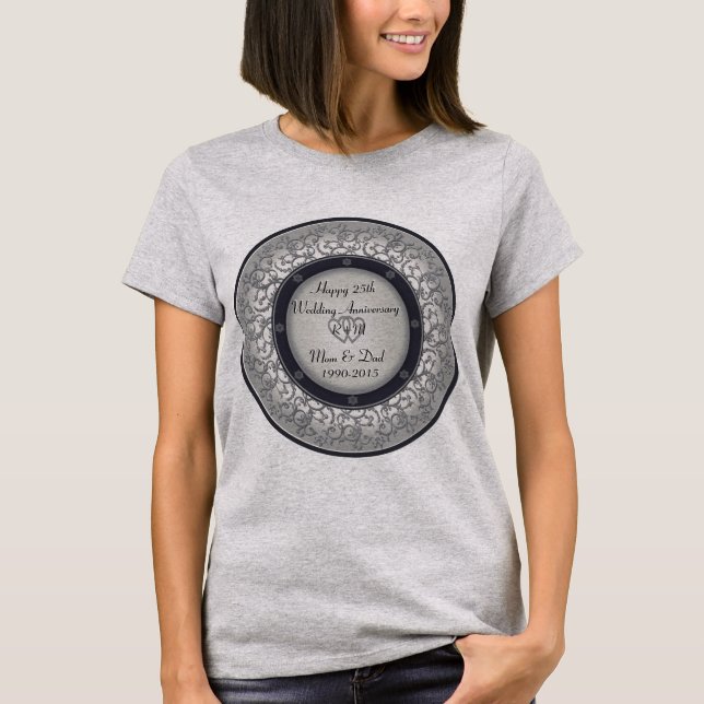 25:e årsdagen Silver Bröllop Tee Shirt (Framsida)
