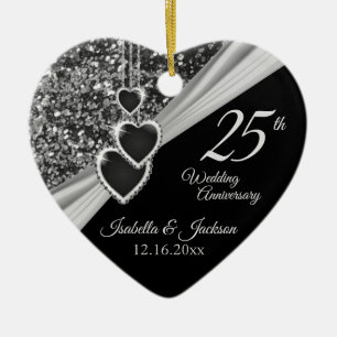 25:e årsdagen Silver Glitter Julgransprydnad Keramik