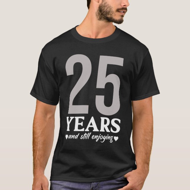 25:e Bröllop-årsdagen 25:e året Giftermål Romantic T Shirt (Framsida)