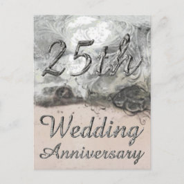 25:e Bröllop-årsdagen Chic Silver Typografi Vykort