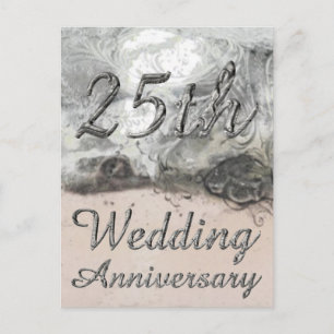 25:e Bröllop-årsdagen Chic Silver Typografi Vykort