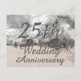 25:e Bröllop-årsdagen Chic Silver Typografi Vykort
