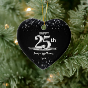 25:e Bröllop-årsdagen för Anpassningsbarna Glitter Julgransprydnad Keramik