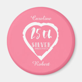 25:e bröllop-årsdagen för det traditionella silver magnet