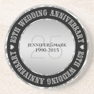 25:e Bröllop-årsdagen för Silver & Black Underlägg