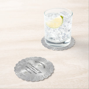 25:e bröllop-årsdagen för silver mandala underlägg papper