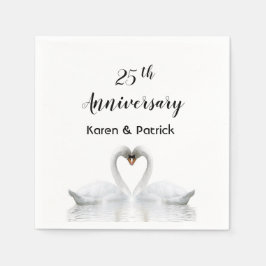 25:e bröllop-årsdagen för vita svanar kärlek pappersservett